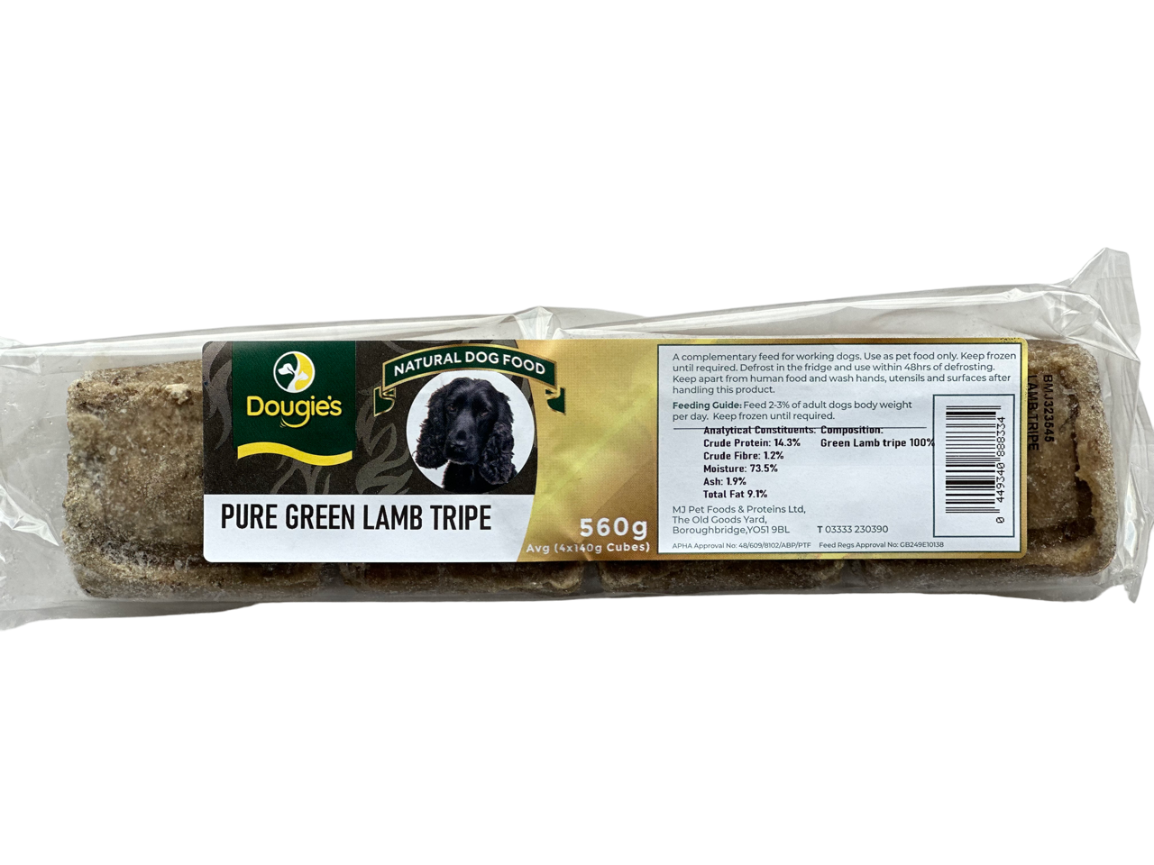 View of Pure Green Lamb Tripe 560g | Dougie's Raw & Natural Dog Food