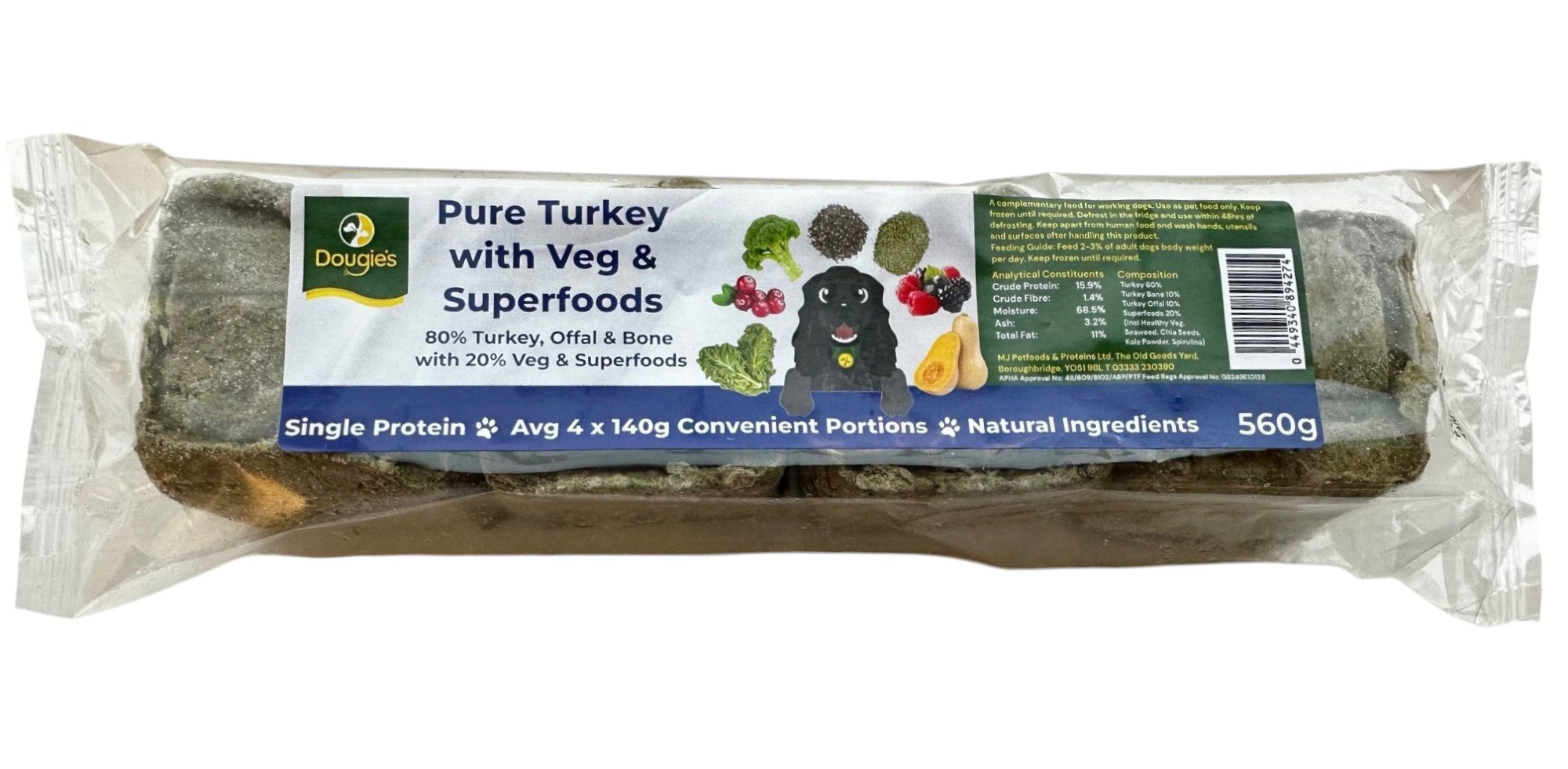 Turkey Superfood 560g | Dougie's Raw & Natural Dog Food